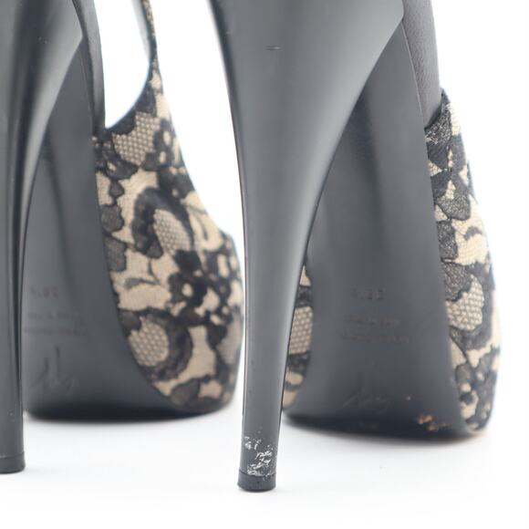 Guiseppe Zanotti Lace Slingback Platform Peep Toe Pumps Size 38.5 - Picture 8 of 10